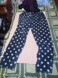 star pj pants - grey and white - large