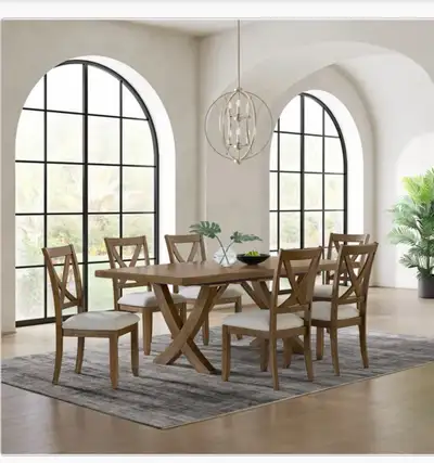 NEW bayside furniture dining set w leaf and 6 chairs , View more
