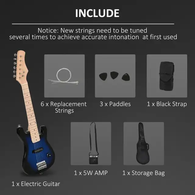 30 Inch Kids Electric Guitar 3/4 Size Beginner Starter Kit w/ 5W in Guitars in Markham / York Region - Image 5