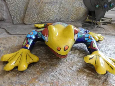Handmade Mexican Ceramic Frog Art – 15" Inch Hand Painted Wall, View more
