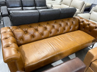 Top Grain Leather Tufted Sofa - NEW