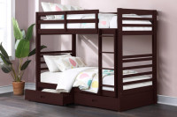 07-006 Single Over Single Wooden Bunk bed with Two Drawers