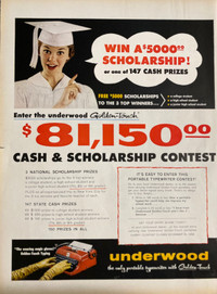 1958 Underwood Golden-Touch Typewriter Contest Original Ad 