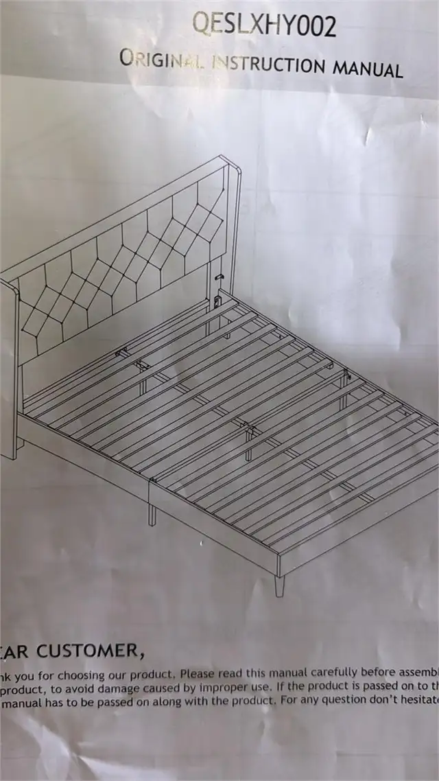 Upholstered Queen Bed Frame in Beds & Mattresses in Kitchener / Waterloo - Image 4