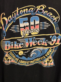 Vintage 1991 Biker Week Harley Davidson Double Sided T-Shirt