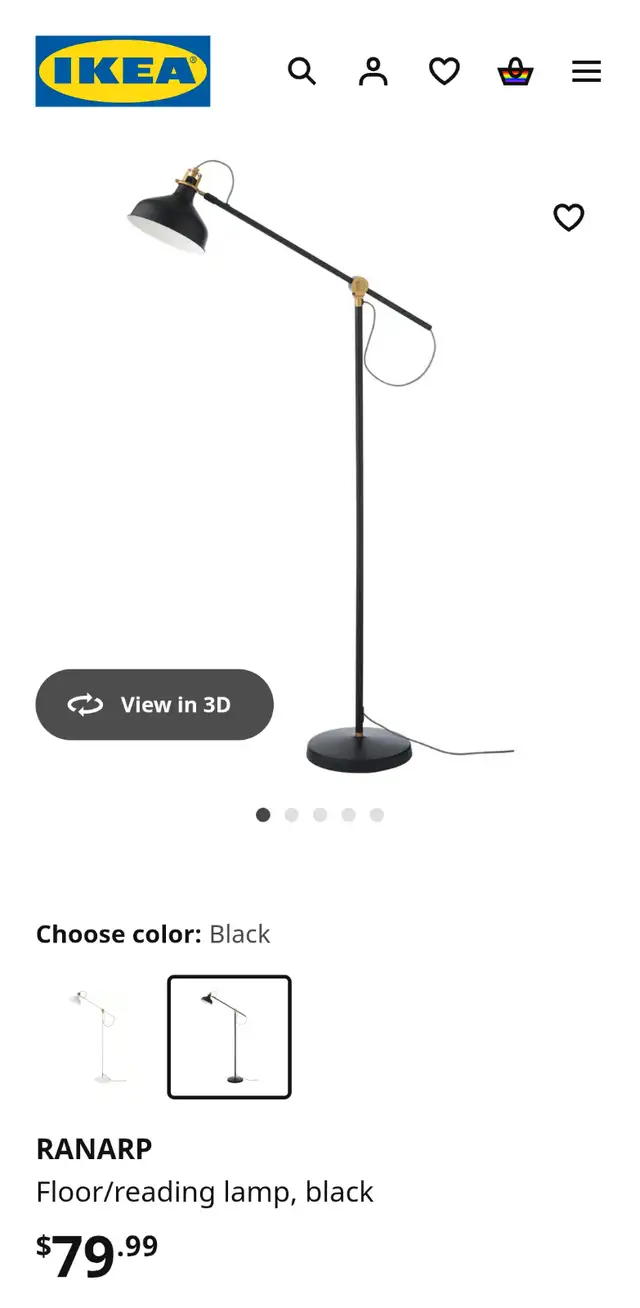 Ikea Ranarp Floor/reading lamp, black628637286657301216