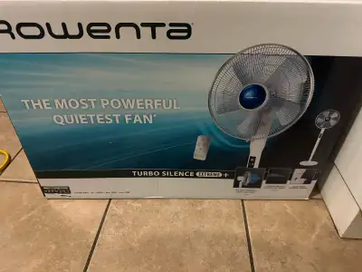 brand new in the box rowenta turbo silence pedestal stand fan with remote control paid over 270 for...