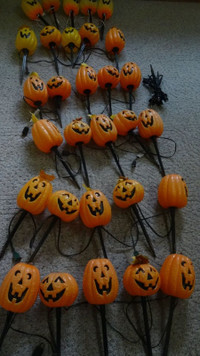 Halloween Gemmy Pumpkin Blowmold Yard Stakes 6 Sets