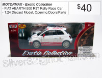 ~ MOTOR MAX 1:24 Scale 'FIAT ABARTH 500 R3T' Rally Race Car ~