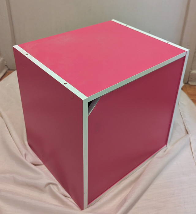 Wood Cube Cabinet Box with Door Dark Pink in Storage & Organization in Markham / York Region - Image 4