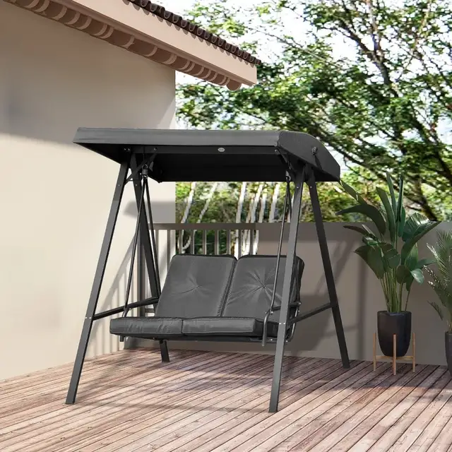  2 Seater Covered Outdoor Swing Chair Porch Swing Bench Lounger  in Patio & Garden Furniture in Markham / York Region - Image 2