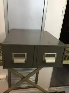VTG 60s Gray Tanker 2-Drawer Card File by 'Steel Equipment', View more