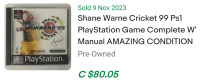 Shane Warne Cricket. PS1. Cricket.