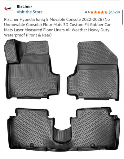 RizLiner Floor Mats Hyundai Ioniq 5 Movable Console, View more