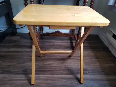$12.00 Wood folding table, Approx. L=19”, W=15”, H=21”, View more