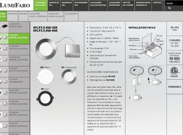 Plaques de montage LUMIFARO PF-378 et PF-414 pour luminaires DEL in Indoor Lighting & Fans in Laval / North Shore - Image 4