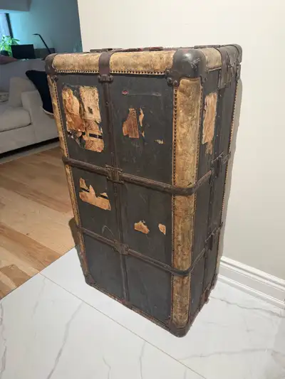 Antique Wardrobe Steamer Trunk | Early 1900s | O, View more