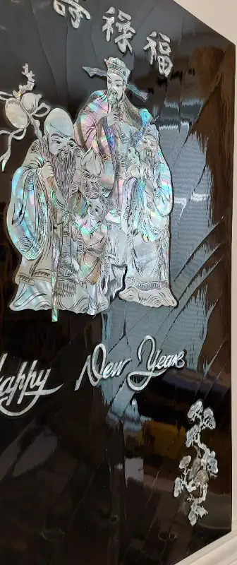 TABLEAU AVEC MAQUETERIE DE NACRE SUR LAQUE NOIRE in Arts & Collectibles in City of Montréal - Image 8