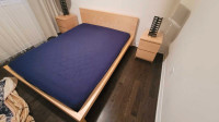 Ikea Malm Quinn size bed frame with 2 side chests