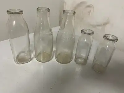 5 Vintage Milk Bottles