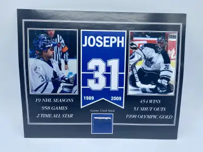 Curtis Joseph Toronto Maple Leafs Piece of Game Used Goalie Stick - Heros 'N' Legends COA -Size is 8...