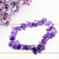 Natural Stone Healing Pure Purple Amethyst Stretch Bracelet