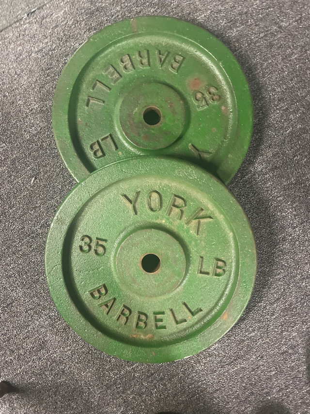 York 35 lb steel plates . in Exercise Equipment in Regina