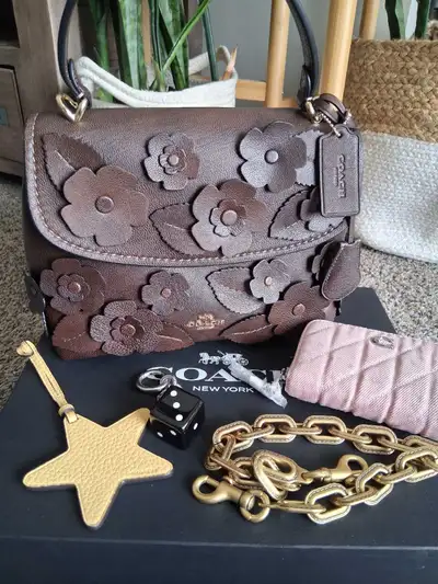 All items are new never used. Bag 250.00 Wallet 100.00 Star charm 45.00 Dice charm 60.00 Chain 60.00