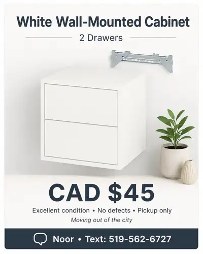 White Wall-Mounted Cabinet 2 Drawers, View more