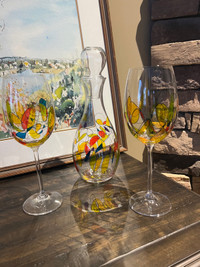 Vintage Hand Painted Wine Glassware