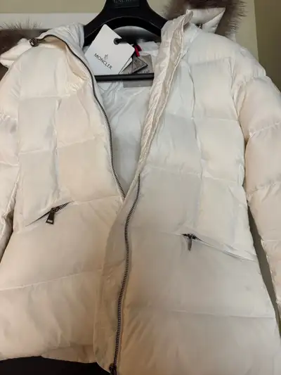 MONCLER Boed Shearling-Trimmed Down Jacket Women ivory colour, View more