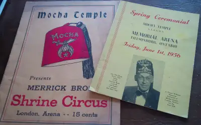 Shriners Mocha Temple, 2 Booklets Circus, Spring Ceremonial, View more