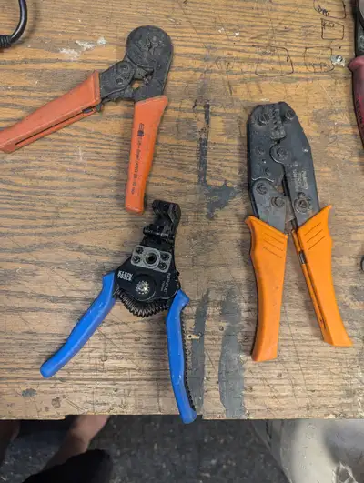 electrician's hand tools - wire crimpers + strippers, View more