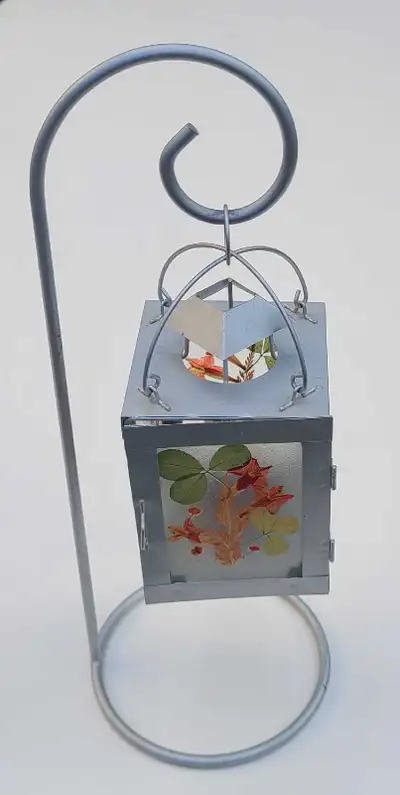 Beautiful Pressed Flowers Metal & Glass Hanging Tealight Holder, View more