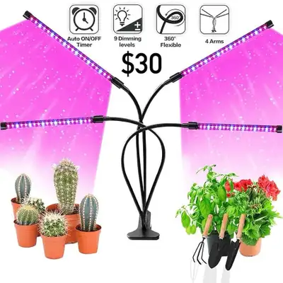 Grow Light, 40W 4 Head Timing 80 Led 9 Dimmable Levels Plant , View more