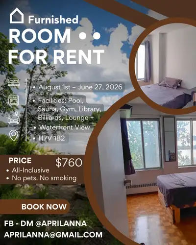 Waterfront: Furnished Bedroom for Rent