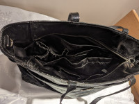 Coach Black Signature Stitched Patent Leather Shoulder Bag