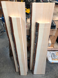 Dry and planned  live edge pine boards, for shelving