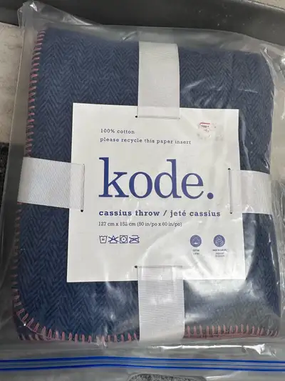 Cotton throw blue new , View more