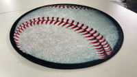 baseball shaped rug, baseball floor mat