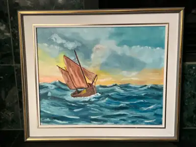 Cadre et peinture originale - Voilier, View more