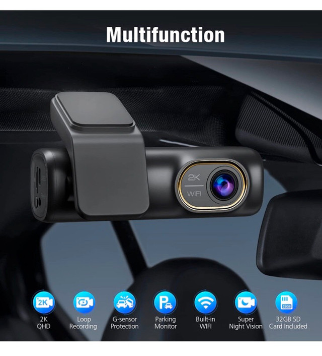 New 2K Front Dash cam Built-in WiFi, 150°Car Camera in Cameras & Camcorders in Markham / York Region - Image 2