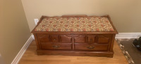 Vintage Huppe Wooden Floral Print Bench with Storage
