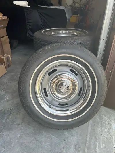 Rally Rims bought for 1963 split window corvette Brand new Silvertown Radial tires never used Brand...