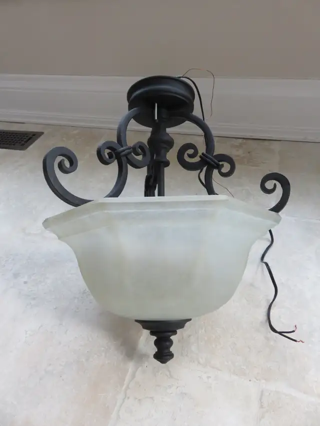 NEWGlass/Wrought Iron Semi Flush Mount Chandelier Lighting in Indoor Lighting & Fans in Markham / York Region - Image 5