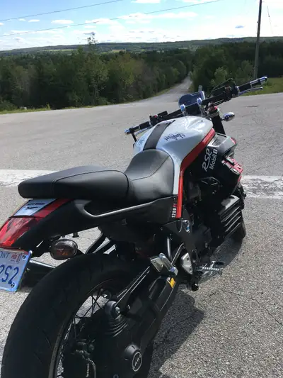Super clean rare Griso up for sale Low kms Termignoni Exhaust Straight bar and custom grips Heated s...