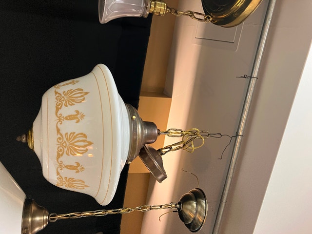 Vintage stencilled schoolhouse light fixture. Great shape Arts