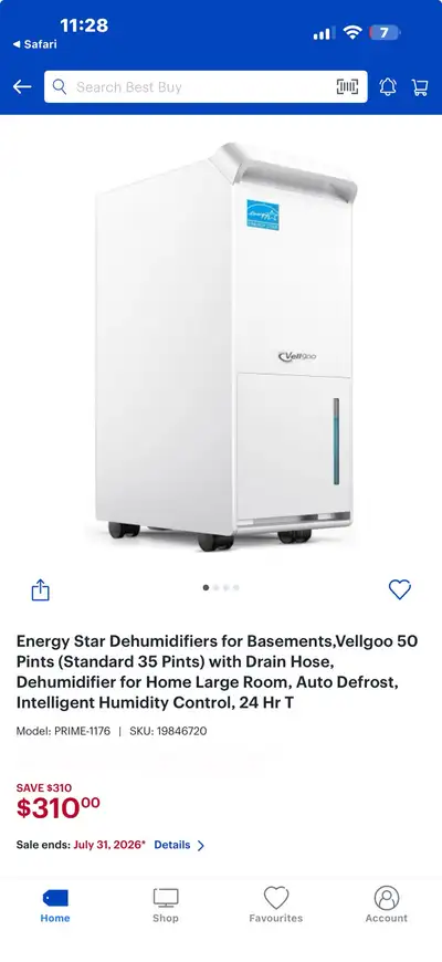 Vellgoo 50 Pint Energy Star Dehumidifier, View more