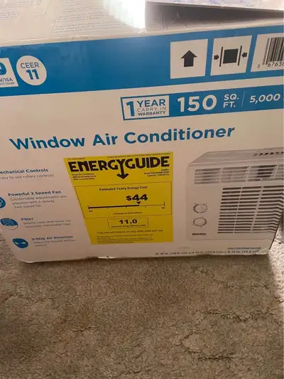Brand new, never out of box Danby window air conditioner. 2 cooling and fan settings. Cools rooms up...