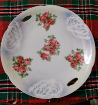 Antique Handled German Cake Plate with Lustre +
Roses